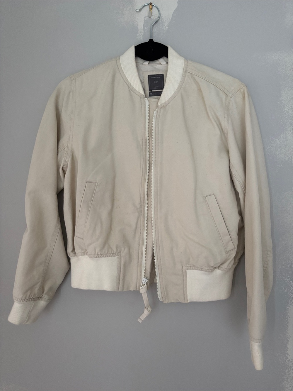 GAP Cream Bomber Jacket with Ribbed Trim